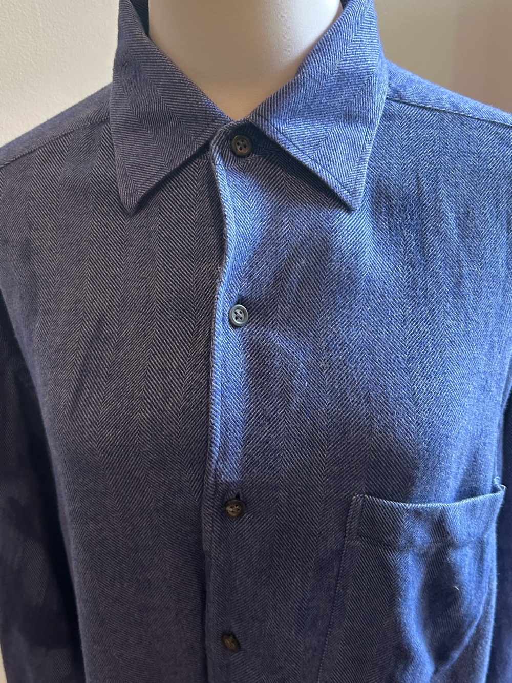 Paul Stuart Blue Herringbone Shirt
